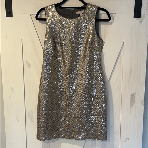 Silver/gold sequin BR shift dress - Picture 1 of 6